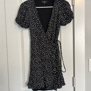 Lulu's Black and White Dotted Mini Dress